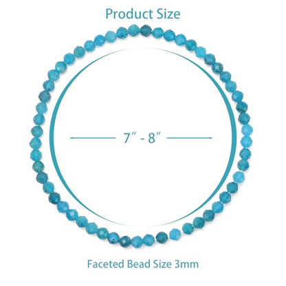 Healing Crystal Bracelet Clear Quartz Faceted Beaded Bracelets for Women Men 3mm Natural Stone Adjustable Handmade Stretch Bracelet Reiki Spiritual Jewelry Fashion Gifts - color: Apatite