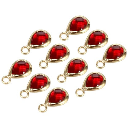 PATIKIL Birthstone Charm Beads Drop Pendant, Handmade Birthstone for Personalized Earrings Bracelet Necklace - color: Red, size: 0.47" x 0.24"