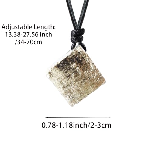 FANASY Natural Raw Crystal Necklace for Women Irregular Stone Necklaces Spiritual Gemstone Pendant with Adjustable Rope - color: Pyrite