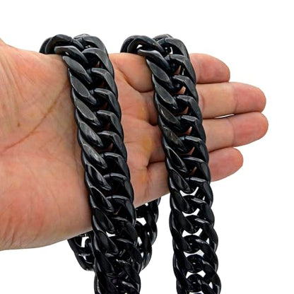 Men Curb Chain Necklace Stainless Steel/sliver/black/gold Chunky Double Tight Cuban Link Hip Hop Neck Chains for Men,width:22MM 18inch-32inch 8 Length Options - color: black, size: 28