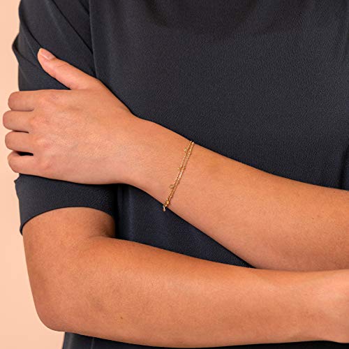 PAVOI 14K Gold Plated Beaded Bracelet for Women | Stackable Gold Bead Bracelet | Adjustable Dainty Gold Jewelry - style: Double