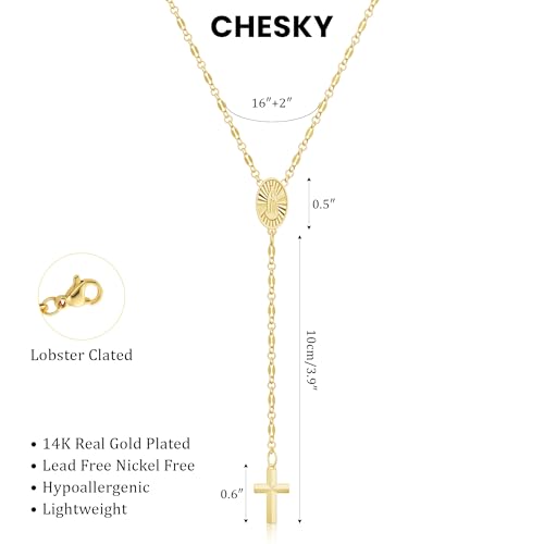 CHESKY Long Necklace for Women, 14k Gold Plated/Streling Silver Lariat Y Necklaces - style: y necklace 01