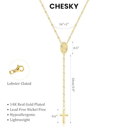 CHESKY Long Necklace for Women, 14k Gold Plated/Streling Silver Lariat Y Necklaces - style: y necklace 01