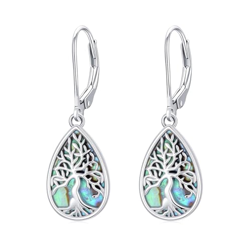 Dorunmo s925 Sterling Silver Western Dangle Drop Earrings Birthday Jewelry Gifts for Women - style: Abalone+Tree of life