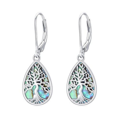 Dorunmo s925 Sterling Silver Western Dangle Drop Earrings Birthday Jewelry Gifts for Women - style: Abalone+Tree of life