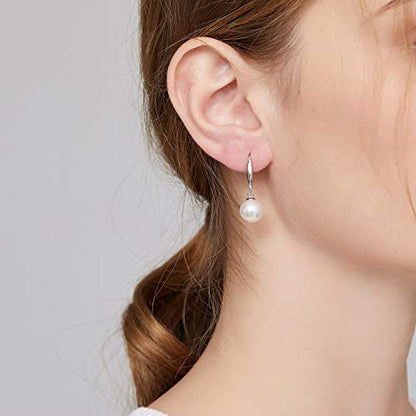 Pearl Earrings for Women Pearl Leverback Earrings 925 Sterling Silver - color: C1-silver-leverback