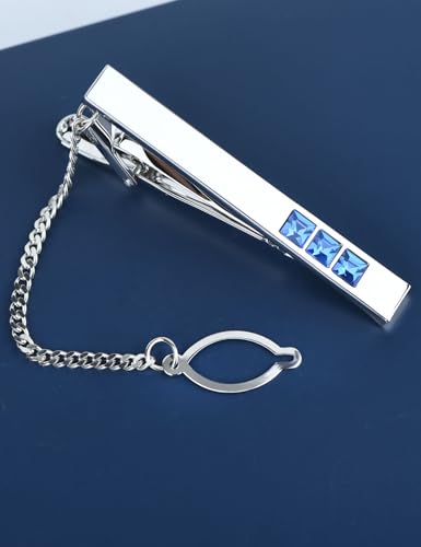 Men's Classic Luxury Zircon Crystal Tie Clip Silver Tone Light Brass Regular Necktie Tie Clip for Wedding Groomsmen Grooms Business Anniversary - style: Royal Crystal