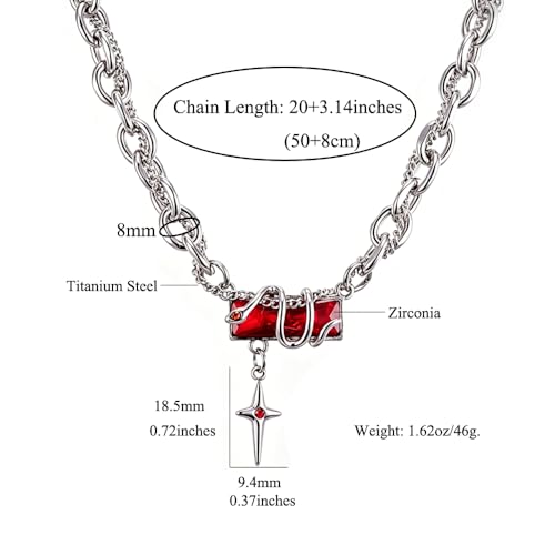 Gothic Cross Star Necklace For Men Women Silver Stainless Steel Cuban Link Paperclip Figaro Bead Chain Punk Kpop Y2k Goth Irregular Layered Cross Pendant Necklace Non Tarnish Jewelry Gift - color: Silver P