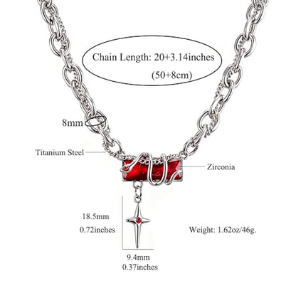 Gothic Cross Star Necklace For Men Women Silver Stainless Steel Cuban Link Paperclip Figaro Bead Chain Punk Kpop Y2k Goth Irregular Layered Cross Pendant Necklace Non Tarnish Jewelry Gift - color: Silver P