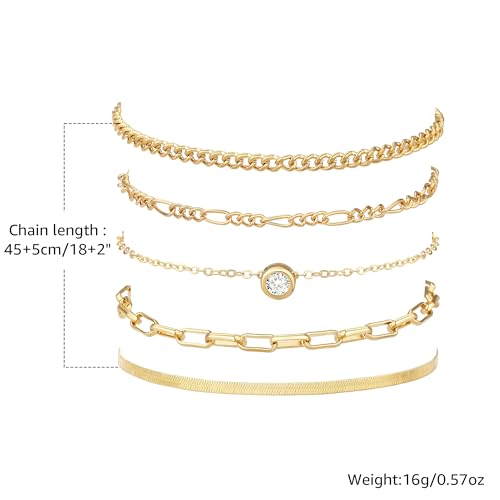 Bracelets for Women, Dainty Stackable Bracelet Stack Sets Tiny Box Chain Adjustable Bracelets Minimalist Cute Jewelry Paperclip Link Layered Waterproof Jewelry Sets Gifts - style: 5-PIECE IMITATION-ZIRCON