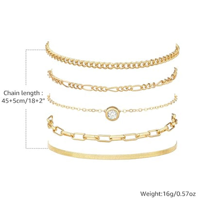 Bracelets for Women, Dainty Stackable Bracelet Stack Sets Tiny Box Chain Adjustable Bracelets Minimalist Cute Jewelry Paperclip Link Layered Waterproof Jewelry Sets Gifts - style: 5-PIECE IMITATION-ZIRCON