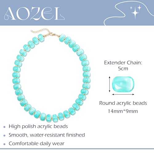 AOZEL Chunky Resin Beaded Necklace for Women Colorful Bead | Summer Beach, Waterproof, Fade Resistant, Adjustable Length, Boho Statement, for Daily Wear & Gifting - color: Yellow