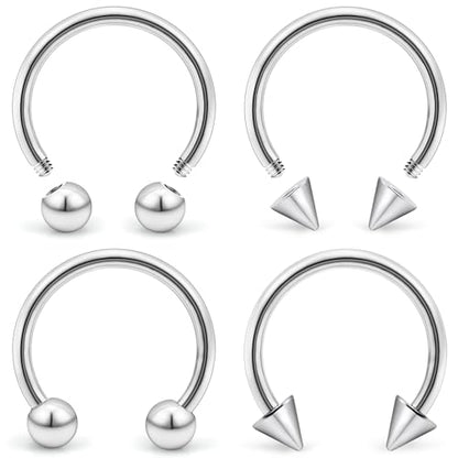 20G-00G Septum Rings horseshoes Nose Rings Hoops 316L Surgical Steel Snake Bites Lip Nipple Ring Cartilage Tragus Helix Rook Conch Daith Earrings Pa Piercing Jewelry for Women Men - style: 18G(1.0mm)-Dia:8mm