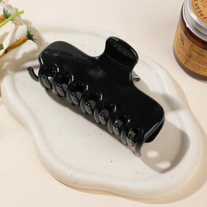 Ivyu 4-Inch Large Rounded Rectangle Hair Claw Clip for Women, Strong Hold | Smooth rounded teeth and a strong spring provide a secure hold for full updos on fine to medium hair. - color: Black