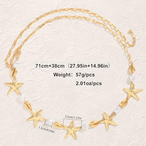 XZQTIVE Starfish Pearl Waist Chain Belts for Women Mermaids Seashell Pearl Belly Chain Gold Pirate Rave Festival Summer Bikini Beach Jewelry Accessories - style: Starfish-2
