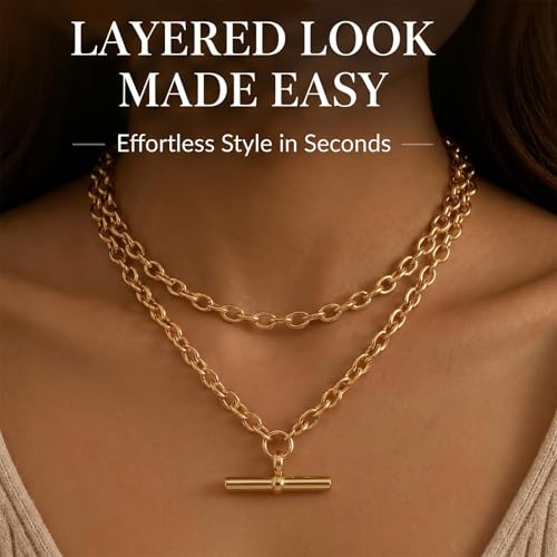 Layered Necklaces for Women Pearl Necklace Stack Gold T Bar Necklace Set Dainty Heart Pendant Jewelry Trendy 2026 Fashion Accessories Gifts - color: B3:2layered-gold