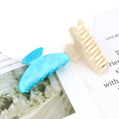 2Pcs Hair Claw Clips for Women Cute Fashion Hair Accessories Daily Gift - color: Cream Yellow and Blue