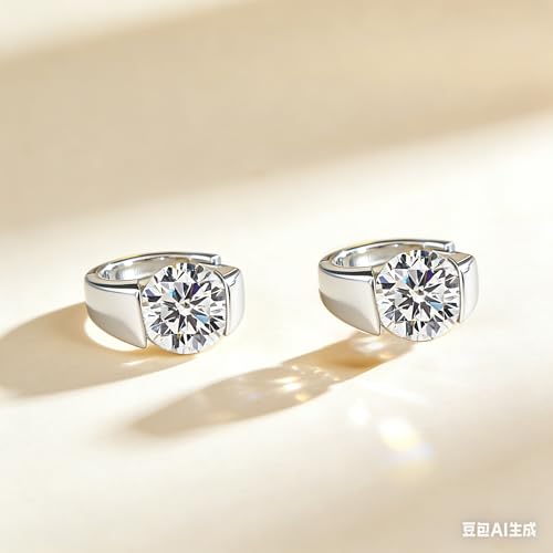 Sterling Silver Hoop Earrings, Hoops CZ Cubic Zirconia White Gold Plated Huggie Hoop Earrings for Women Gift 1.2 ct - color: Silver
