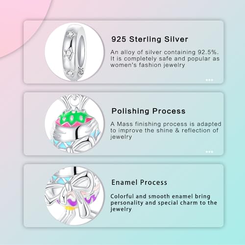 Family Love Mother Daughter Grandma Charm 925 Sterling Silver fits Bracelets Necklace Pendant Bead Charms Jewelry Gift for Women Family Friends - color: Easter Egg Charm