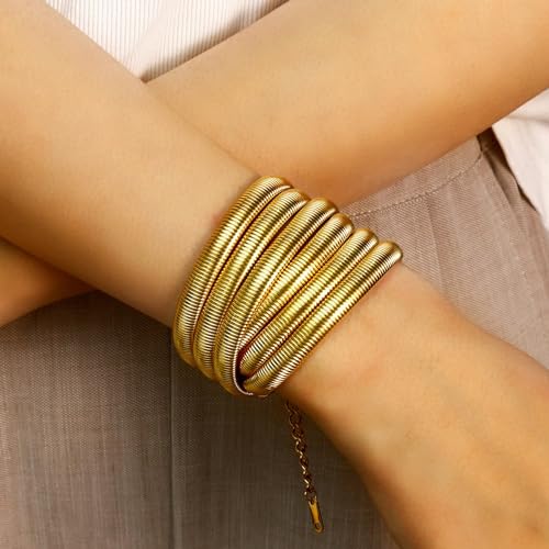 Chunky Gold Choker Necklace for Women, 14K Gold Plated Snake Chain Statement Necklace Triple Twsited Layered Choker Necklaces Jewelry Gifts - style: 3 LAYER/14K GOLD