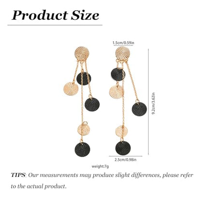 Gold Dangle Earrings for Women Long Statement Drop Boho Gold Chandelier Disc Tassel Earrings Dangle for Party Wedding Trendy Jewelry Gifts - color: L1