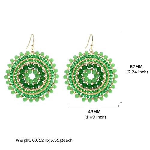 Colorful Summer Beaded Earrings For Women Crystals Glass Bead Dangle Drop Bohemia Earrings Statement Earrings For Women - color: Green
