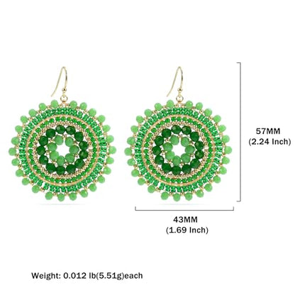 Colorful Summer Beaded Earrings For Women Crystals Glass Bead Dangle Drop Bohemia Earrings Statement Earrings For Women - color: Green