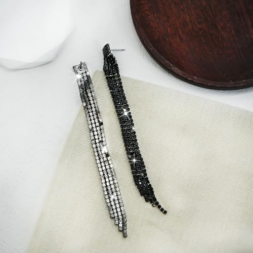 Summer Boho Bow Star Long Tassel Earrings for Women Rhinestone Crystal Setting Womens Fringe Star Earrings Dangling Waterfall Beaded Chandelier Dangle Earrings Jewelry Gifts for Party Prom Statement Wedding Bridal Gold Silver