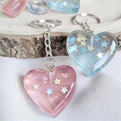 10Pcs Transparent Glitter Sequins Cute Bracelet Charms 3D Star Heart Charms for Jewelry Making Earrings Keychain Charm Aesthetic Resin Charm Pendants for Necklaces DIY Jewelry Craft Accessories