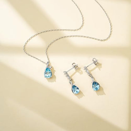 immobird 925 Sterling Silver Infinity Birthstone Jewelry Set Teardrop | Birthstone Necklace and Earring Set, Small Pear-shape Pendant, Drop Earring, Timeless Gift for Her, Daily Wear, Nice Gift Box - color: 11a-Nov.