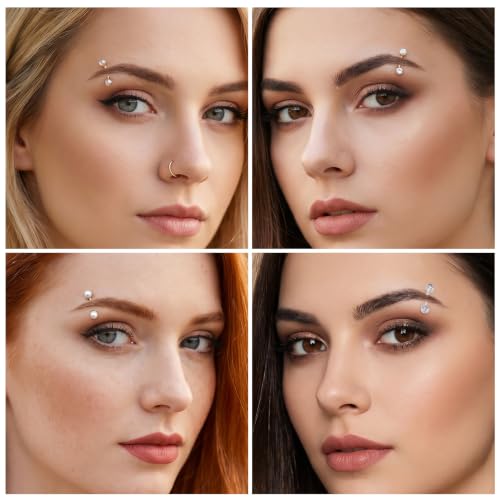 16 Pcs Rook Piercing Jewelry Eyebrow Piercing Stainless Steel Vertical Labret Lip Jewelry 16G Gold Cartilage Curved Barbell Daith Surface Tragus Belly Lip Ring Body Piercing Jewelry for Women