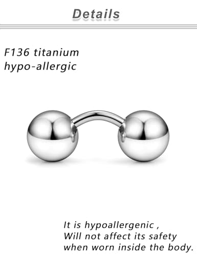 G23 Titanium 16G 14G 12G Big Piercing Balls PA Rings Piercing Jewelry Hypoallergenic Externally Threaded Curved Barbell VCH Piercing Jewelry Women Men 6mm 8mm 10mm Balls - style: 14G Titanium-6mm bars-8mm balls