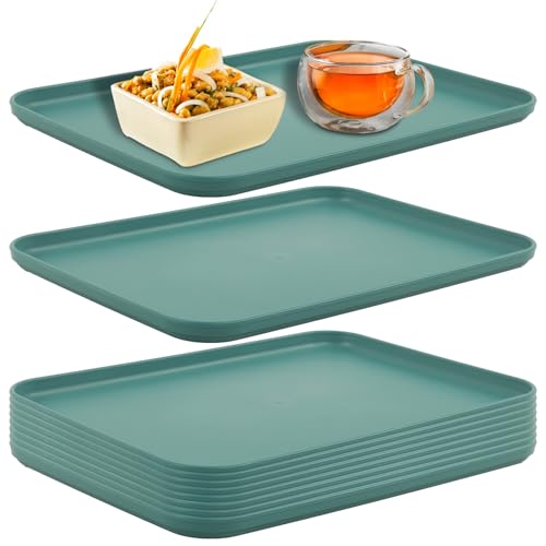 Plastic Art Trays,10 Pack Large Plastic Trays Stackable Activity Tray Crafts Organizer Tray Serving Tray,Painting, Beads,Storage & Serving Tray (12.2 x 8.9 Inches) (Green) - color: Green