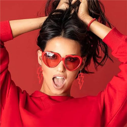 ONLYJUMP Acrylic Exaggerated Lightning Earrings Statement Punk Retro Geometric Delicate Neon Personalized Earrings Accessory Jewelry for Women - color: Red