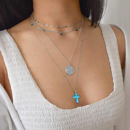 12PCS Natural Stone Cross Pendant Gemstone Charms Bulk for Jewelry Making | Healing Crystal Quartz Chakra Reiki Gemstone Pendants Charms Bulk for Necklace Craft - color: Turquoise Cross(Synthetic)