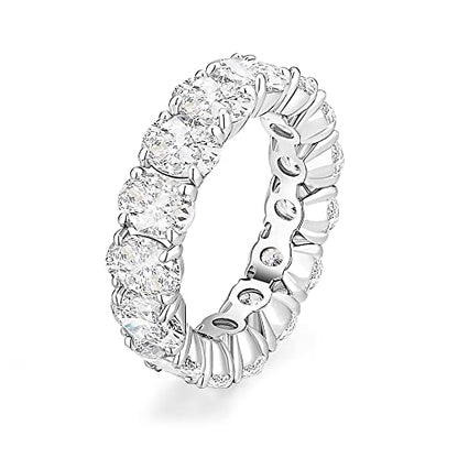 EAMTI Wedding Bands for Women Oval Cut Stackable CZ Cubic Zirconia Engagement Rings Eternity Band Rings Size 3-13