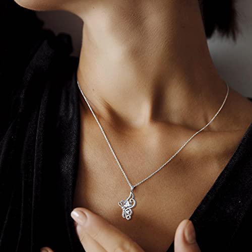 Butterfly Heart Necklace Birthstone Pendant Necklace Earrings Bracelet Women 925 Sterling Silver Animal Butterflies Birthstone Pendant Crystal Birthday Jewelry Wedding Gift - color: D.April-necklace