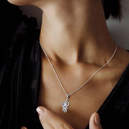 Butterfly Heart Necklace Birthstone Pendant Necklace Earrings Bracelet Women 925 Sterling Silver Animal Butterflies Birthstone Pendant Crystal Birthday Jewelry Wedding Gift - color: D.April-necklace