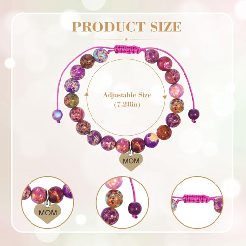 Mothers Day Gifts for Women, Natural Stone Beaded Bracelet Jewelry Birthday Gifts for Mom Grandma Aunt Mother in Law Nana Boyfriend Mom - color: Emperor's stone