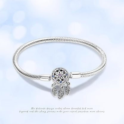 KUNSIR 925 Sterling Silver Palm Clasp Snake Chain Bracelet Basic Charm Bracelets Fit Any PDL Charm, with for Teen Women - style: KJB011