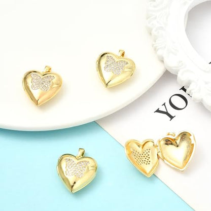 Photo Locket Charms for Jewelry Making Brass Frame Charms Memorial Bracelet Necklace Earring Keychain - style: Butterfly