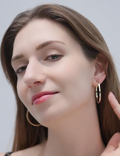 FAN&LOUIS Clip On Hoop Earrings Women,14K Gold Women's Clip-On Earrings Large Hoops Trendy for Non-Pierced Ears Lightweight 2026 - style: 30mm and 40mm