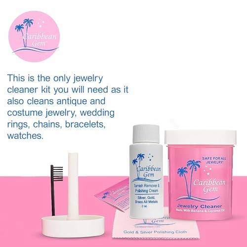 All Purpose Jewelry Cleaner Kit w/8oz Cleaning Solution & Polishing Cream, Basket & Brush - Jewelry Cleaner Kit for Gold, Silver, Diamonds, Rings, Gems & Precious Stones - style: Tarnish Removing Kit