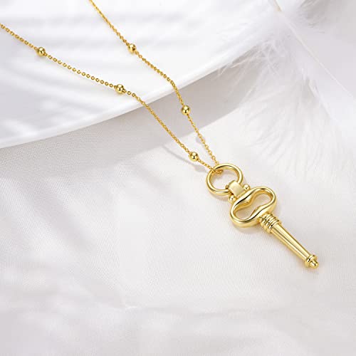FRUMOS Dainty Layered Choker Necklace 18k gold Plated Y Pendant Commemorative coin Necklace Multilayer Bar Disc Necklace Adjustable Layering Choker Necklaces fashion jewelry for Women Girls - color: Gold key Pendant