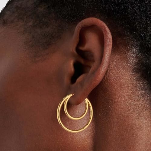 Dremmy Studios Dainty CZ Huggie Hoop Earrings 14K Gold Plated Chunky Simple Cute Thick Round Frill Bead Ball Starburst Cuff Earrings Cubic Zirconia Hoop Earrings Minimalist Personalized Gift for Her - color: Circle B