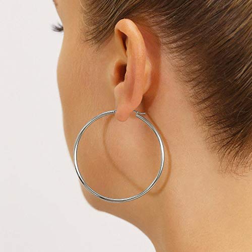 M MOOHAM Hoop Earrings for Women, Hypoallergenic 14K Gold Plated Earrings | Gold Plated Hoop Earrings Set for Sensitive Ears, Earring Stack for Women Trendy, Jewelry Gifts Lightweight 13-60mm - color: 2pcs-25mm-silver-plated