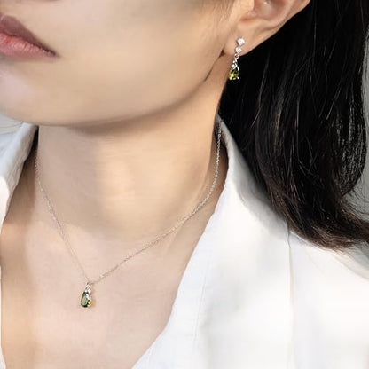 immobird 925 Sterling Silver Infinity Birthstone Jewelry Set Teardrop | Birthstone Necklace and Earring Set, Small Pear-shape Pendant, Drop Earring, Timeless Gift for Her, Daily Wear, Nice Gift Box - color: 08-Aug.