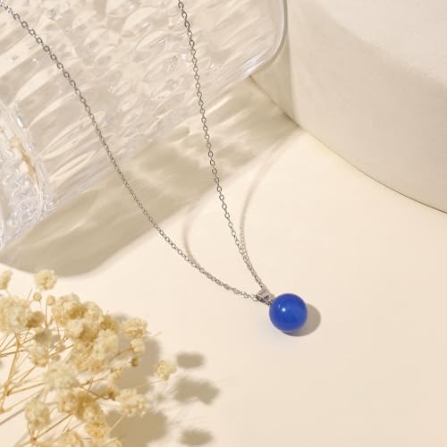 Natural Jade Necklace for Women Sterling Silver Adjustable Handmade Green Jade Pendant Necklaces Healing Crystal Necklace Good Luck Gift for Her - style: Blue Agate Necklace