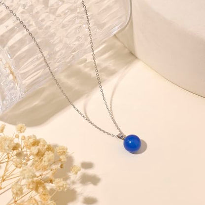Natural Jade Necklace for Women Sterling Silver Adjustable Handmade Green Jade Pendant Necklaces Healing Crystal Necklace Good Luck Gift for Her - style: Blue Agate Necklace