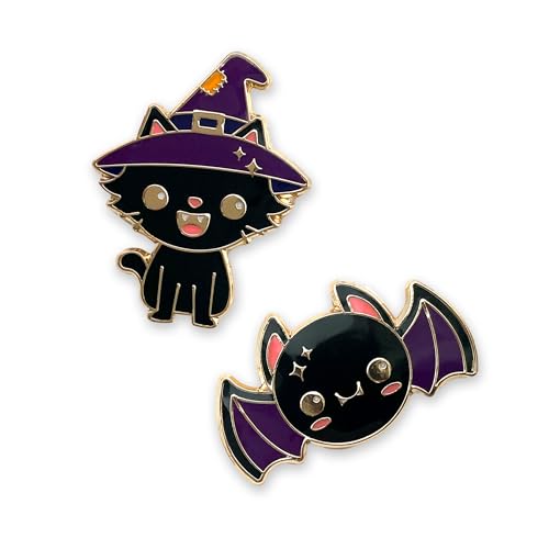 Enamel Pin for Backpack, Bag, Lapel, Kawaii Button Collector - style: Cat & Bat